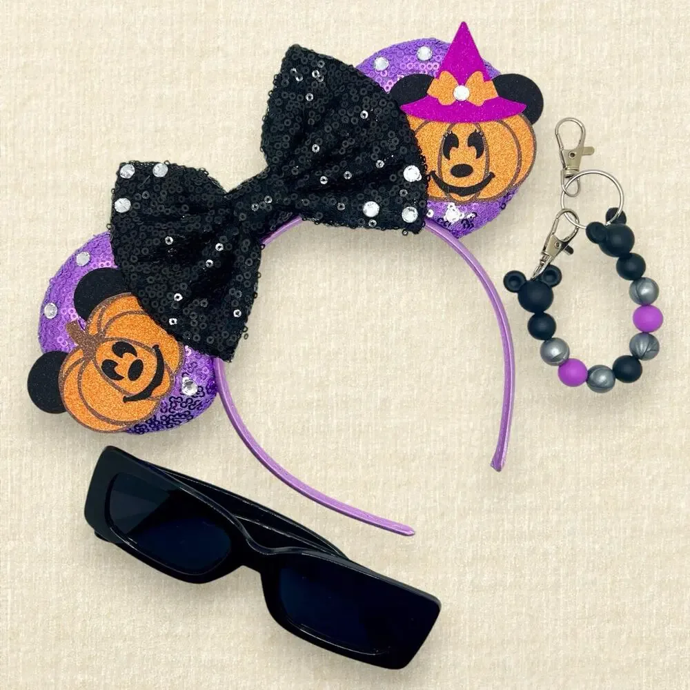 Lavender Pumpkin Minnie Ears | Disney-Inspired Halloween Mouse Ears